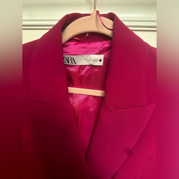 NWT ZARA Double Breasted Blazer Dress in Fuchsia - Picture 6 of 10